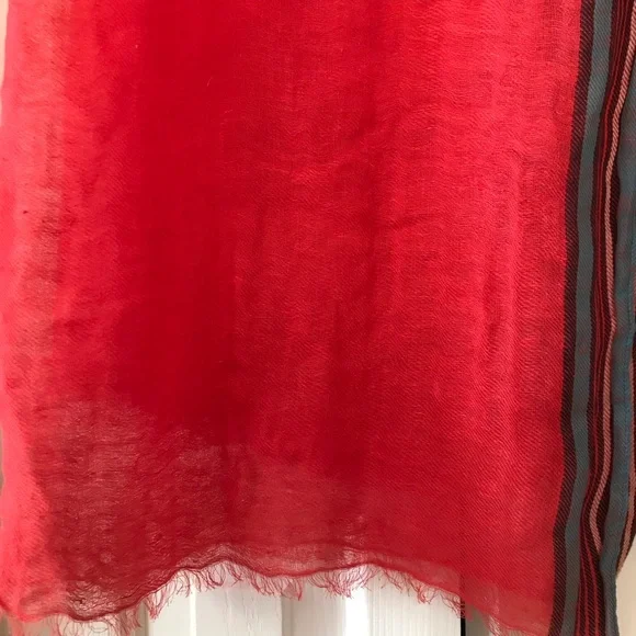 Long Red Striped Scarf - Picture 5 of 5